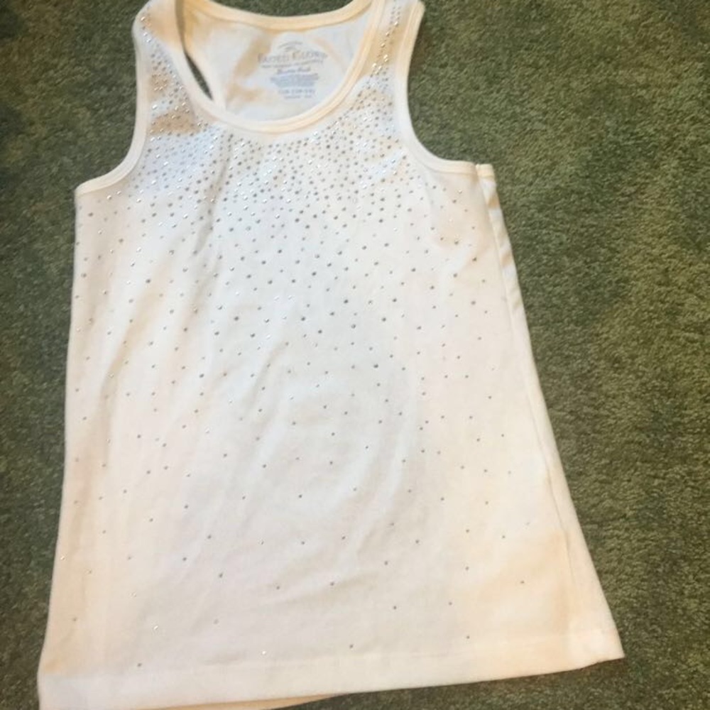 White tank top with silver gems